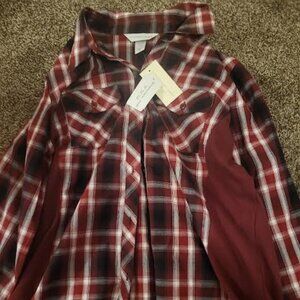 Womens Christopher+Banks Red and White Plaid Shirt Size S